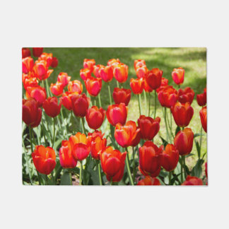 Large field of red tulips   doormat
