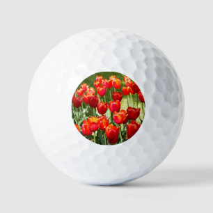 Large field of red tulips jigsaw golf balls