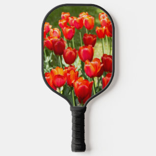 Large field of red tulips jigsaw pickleball paddle