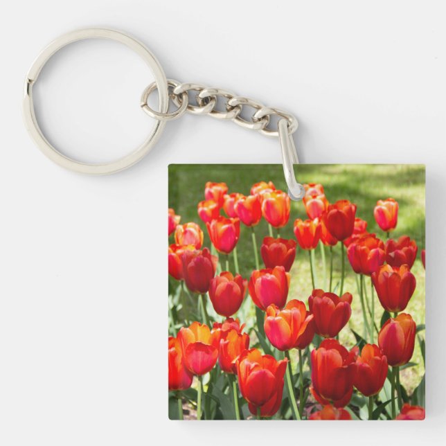 Large field of red tulips   key ring (Front)