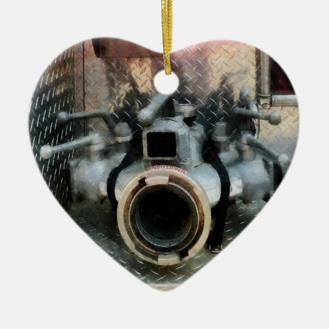 Large Fire Hose Nozzle Ceramic Ornament (Front)