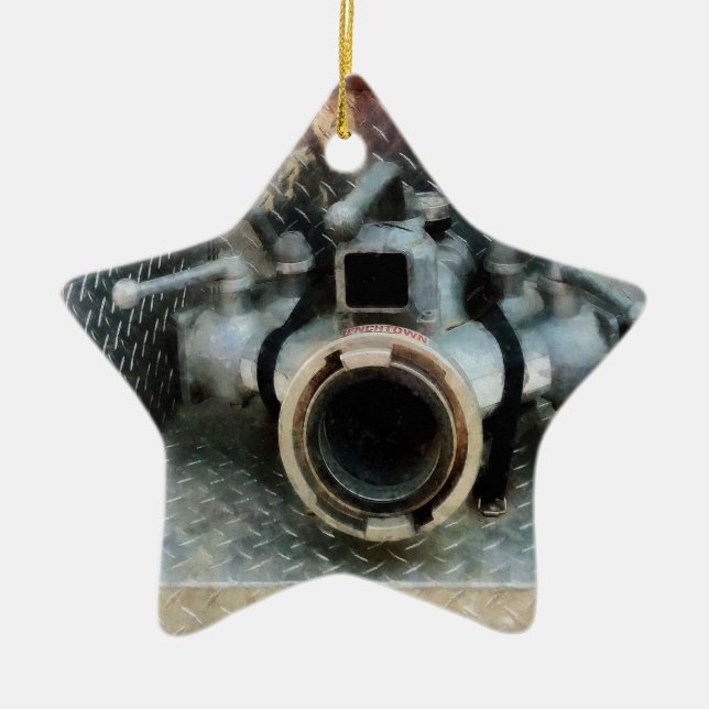 Large Fire Hose Nozzle Ceramic Ornament (Front)