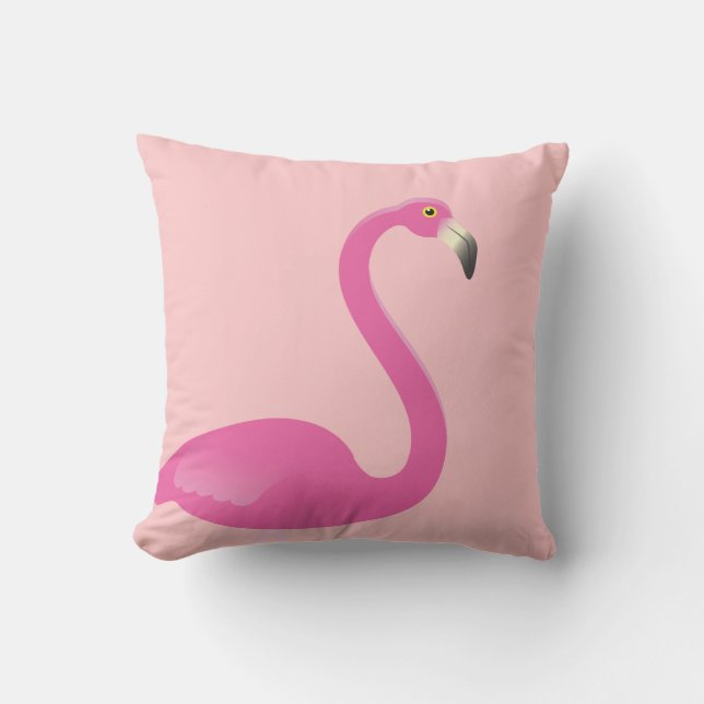 Large Flamingo on Coral Outdoor Pillow (Front)