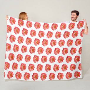 Large Fleece Blanket Coral Peonies