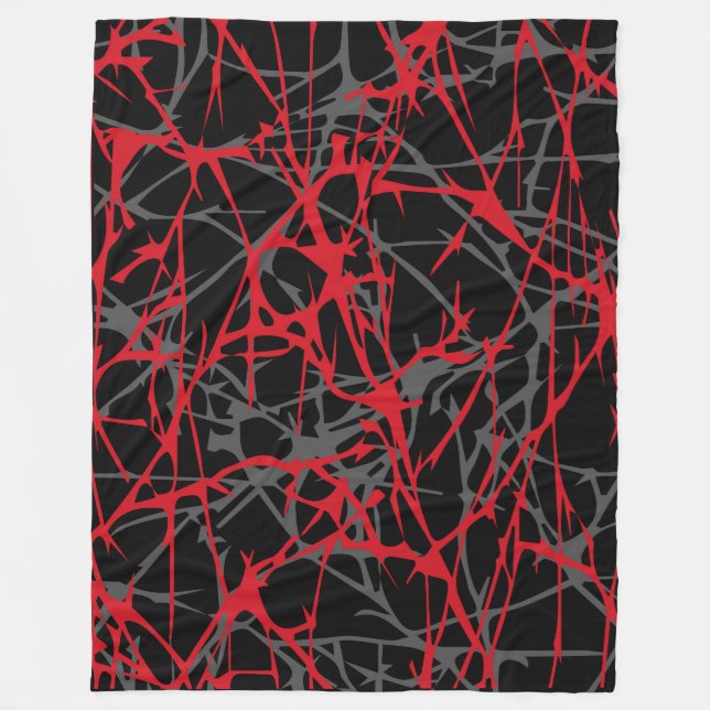 Large Fleece Blanket, modern, abstract, red, black Blanket (Front)