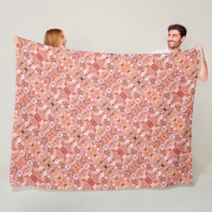 Large Fleece Blanket Peach Dahlia