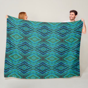 Large Fleece Blanket Peacock Feathers