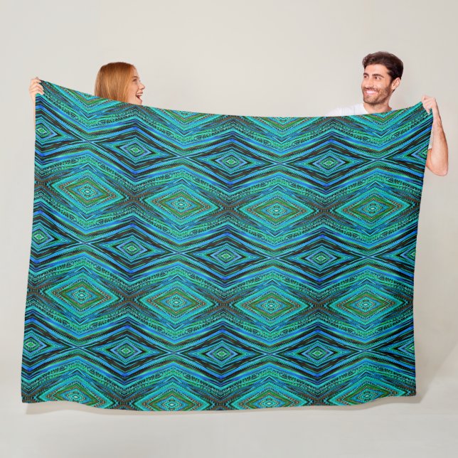 Large Fleece Blanket Peacock Feathers (In Situ)
