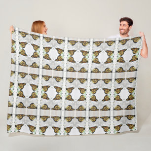 Large Fleece Blanket Two Monarchs Pattern