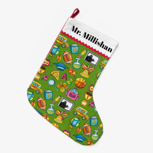 Large Fleece Teacher Christmas Stocking