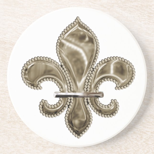 Large Fleur de Lis Design Sandstone Coaster (Front)