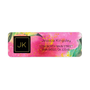 Large Floral Abstract Monogram Return Address Label