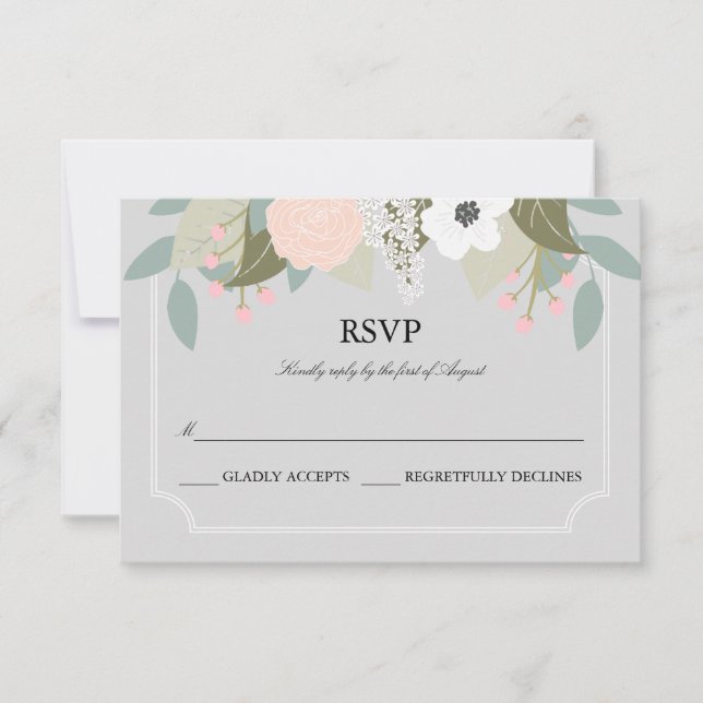 Large Floral RSVP Card. (Front)