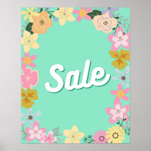 Large Floral Sale Sign, Retail Signage Poster