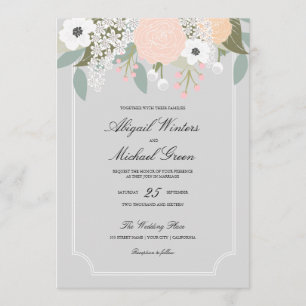 Large Floral Wedding Invitation