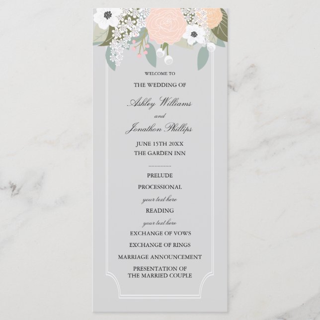 Large Floral Wedding Program (Front)
