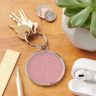 Large Flower Patterned Premium Round Key Ring