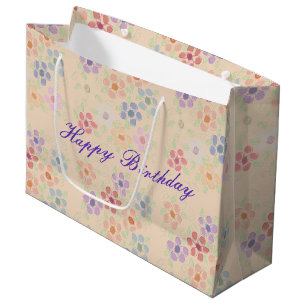 Large Flowered Happy Birthday Gift-bag Gift Bag