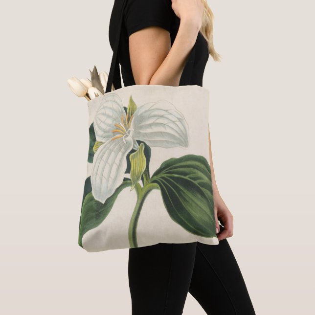 Large Flowered Trillium Tote Bag (Close Up)