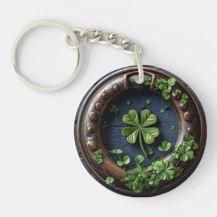 Large Four Leaf Clover Bold Lucky Symbol Key Ring