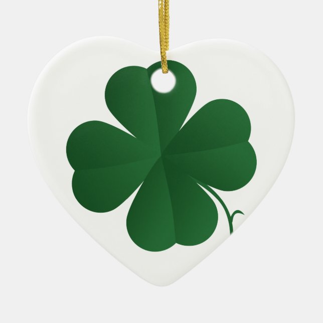 Large Four Leaf Clover Ceramic Ornament (Front)