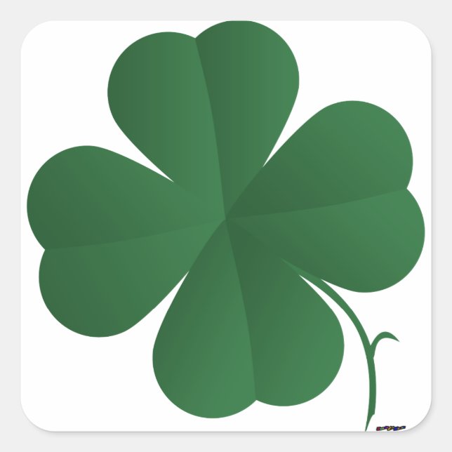 Large Four Leaf Clover Square Sticker (Front)