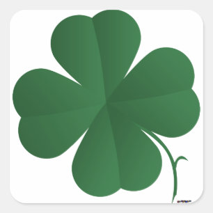 Large Four Leaf Clover Square Sticker