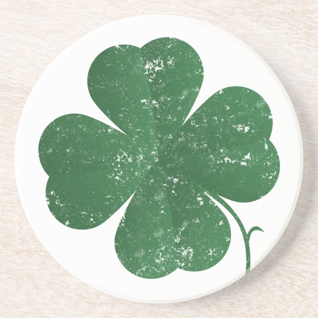 Large Four Leaf Clover - vintage style Coaster (Front)