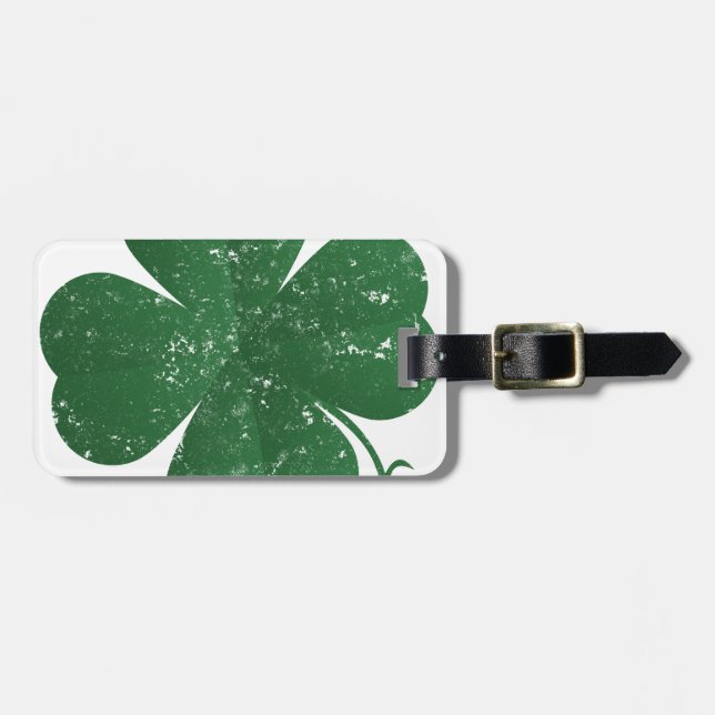 Large Four Leaf Clover - vintage style Luggage Tag (Front Horizontal)