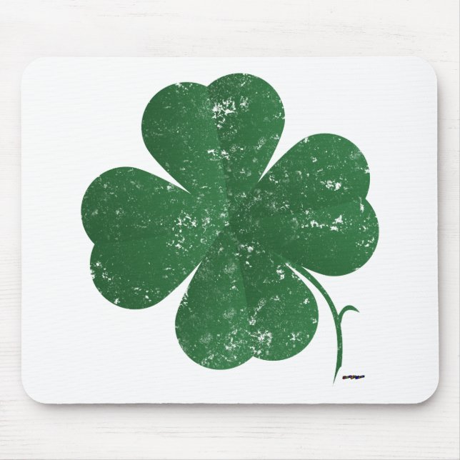 Large Four Leaf Clover - vintage style Mouse Pad (Front)