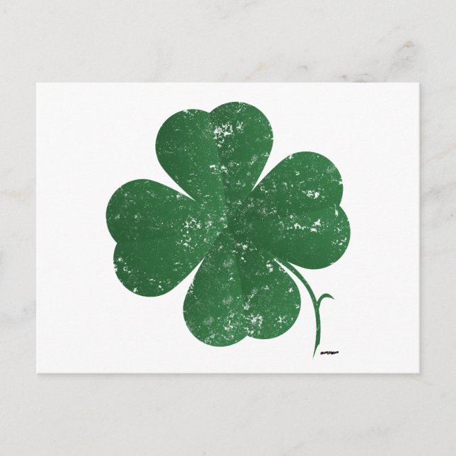 Large Four Leaf Clover - vintage style Postcard (Front)