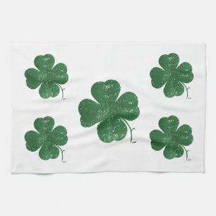 Large Four Leaf Clover - vintage style Tea Towel