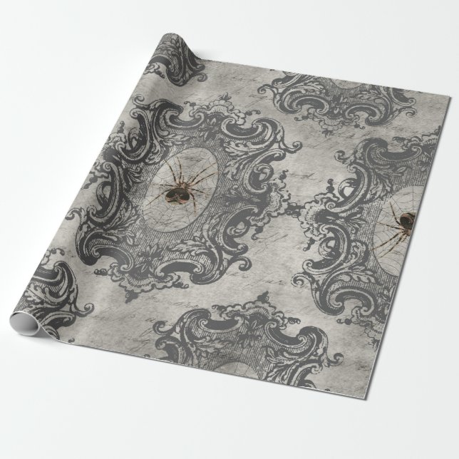 Large Framed Spider on Light Grey Wrapping Paper (Unrolled)