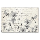 LARGE French Script Wildflower Dragonfly Decoupage