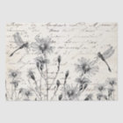 LARGE French Script Wildflower Dragonfly Decoupage