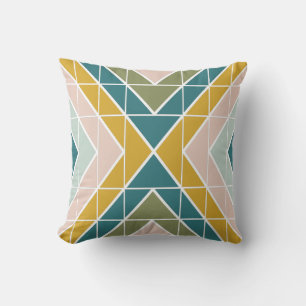 Large Geometric Pattern in Pastel Earth Tones Cushion