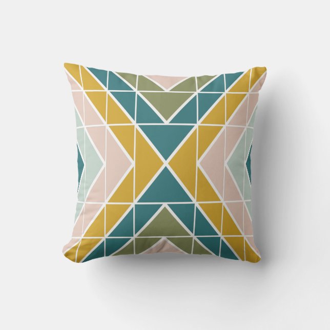 Large Geometric Pattern in Pastel Earth Tones Cushion (Front)