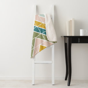 Large Geometric Pattern in Pastel Earth Tones Sherpa Blanket
