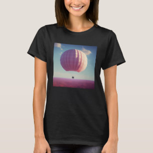 Large Giant Pink Hot Air Balloon Travel World Blue T-Shirt