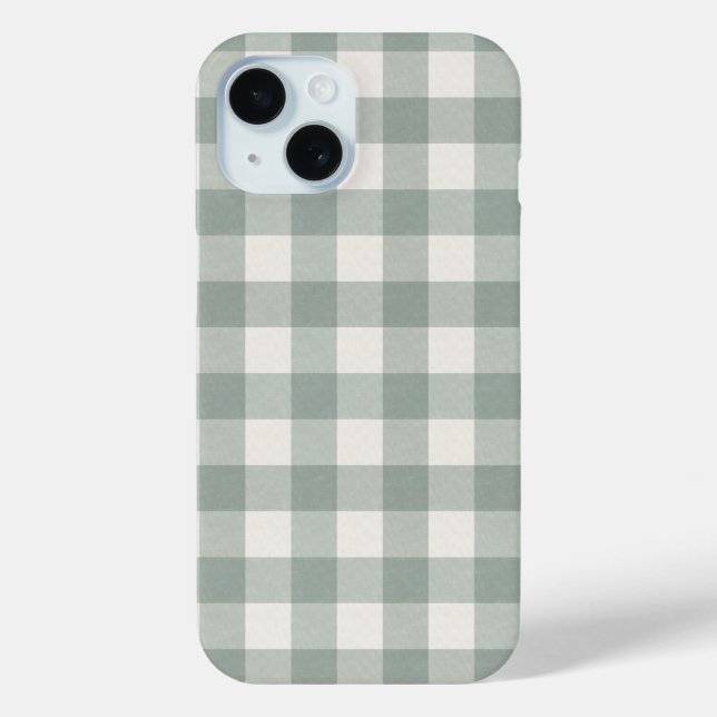 Large gingham checks plaid light sage green Case-Mate iPhone case (Back)