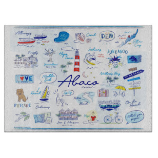 Large Glass Cutting Board- "ABC's of Hope Town" Cutting Board