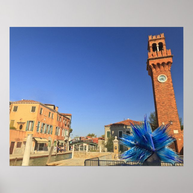 Large Glass Statue and Bell Tower, Italy Poster (Front)