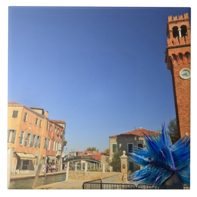 Large Glass Statue and Bell Tower, Italy Tile (Front)