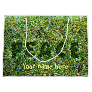 Large glossy gift bag prickly Peace Holly