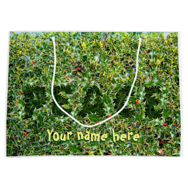 Large glossy gift bag prickly Peace Holly (Front)