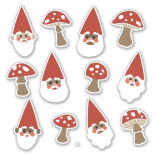 Large Gnomes and Mushrooms Sticker Set
