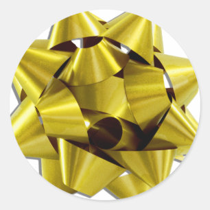 Large Gold Christmas Bow Classic Round Sticker