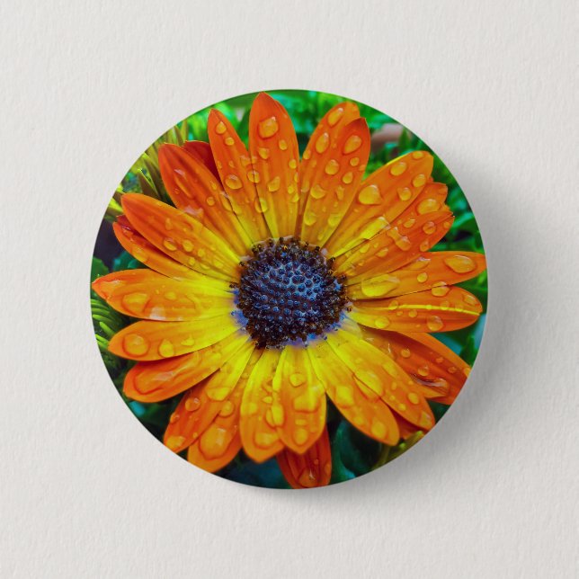 Large Golden Flower Close Up 6 Cm Round Badge (Front)