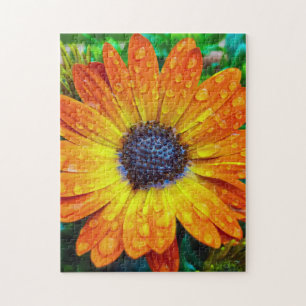 Large Golden Flower Close Up Jigsaw Puzzle