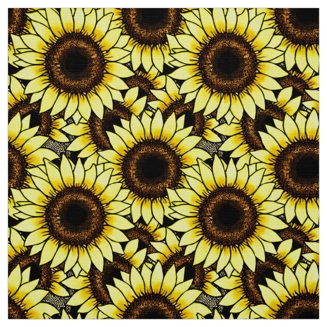 Large Golden Yellow Sunflowers  Fabric (Swatch)